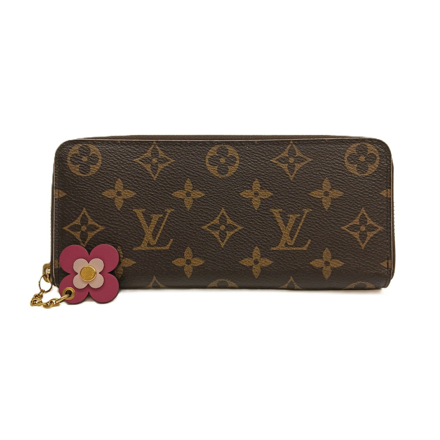 LOUIS VUITTON ルイヴィトン クレマンス フラワーチャーム 長財布 ブラウン