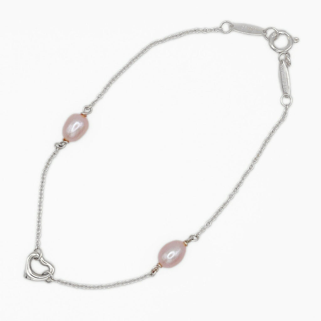 美品 Tiffany&Co. ティファニー パールバイ ザ ヤード オープン ハート ブレスレット 925