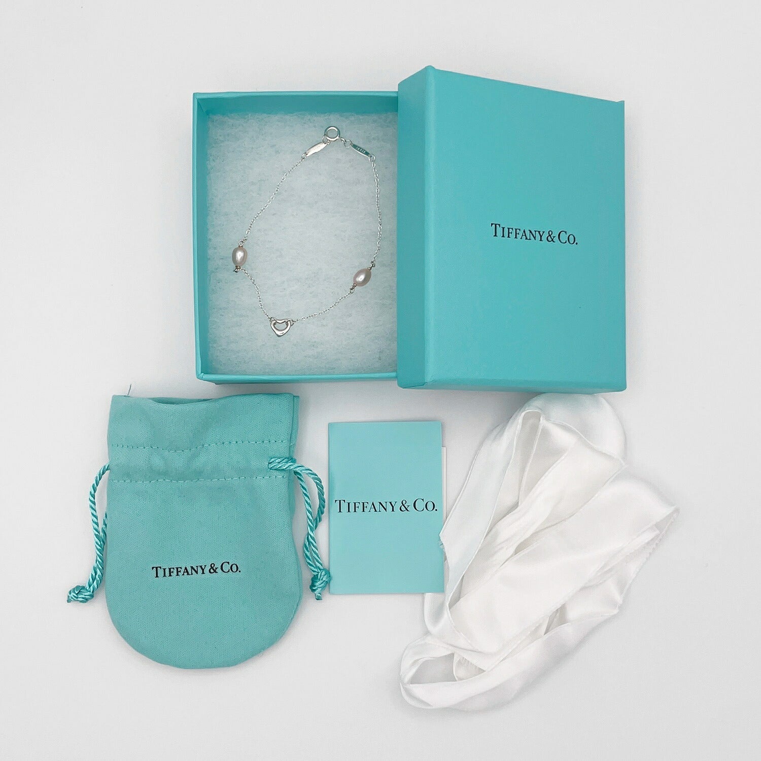 美品 Tiffany&Co. ティファニー パールバイ ザ ヤード オープン ハート ブレスレット 925