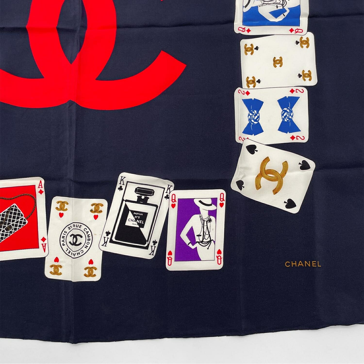 CHANEL シャネル ココマーク スカーフ 85cm×86cm 大判 トランプ ヴィンテージ