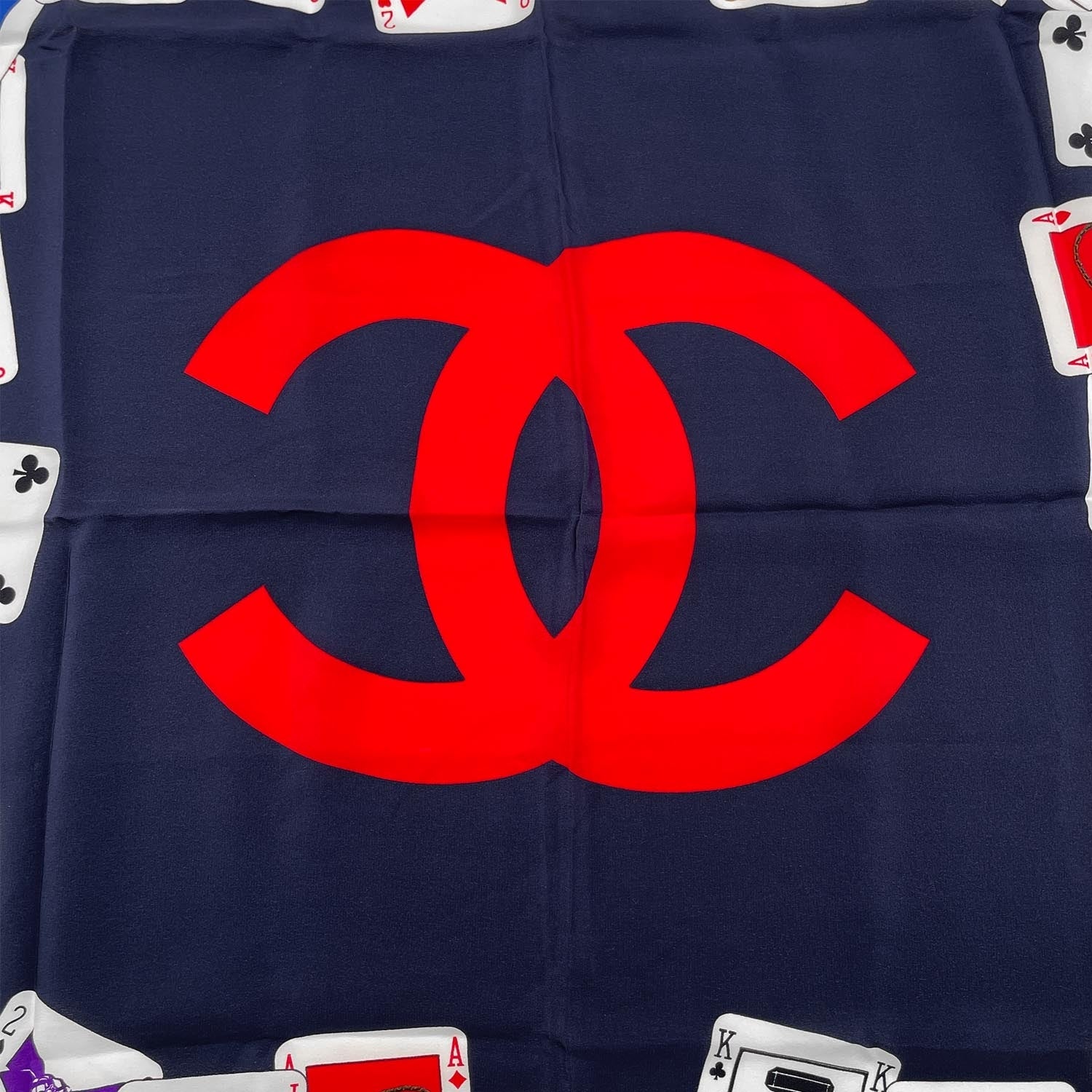 CHANEL シャネル ココマーク スカーフ 85cm×86cm 大判 トランプ ヴィンテージ