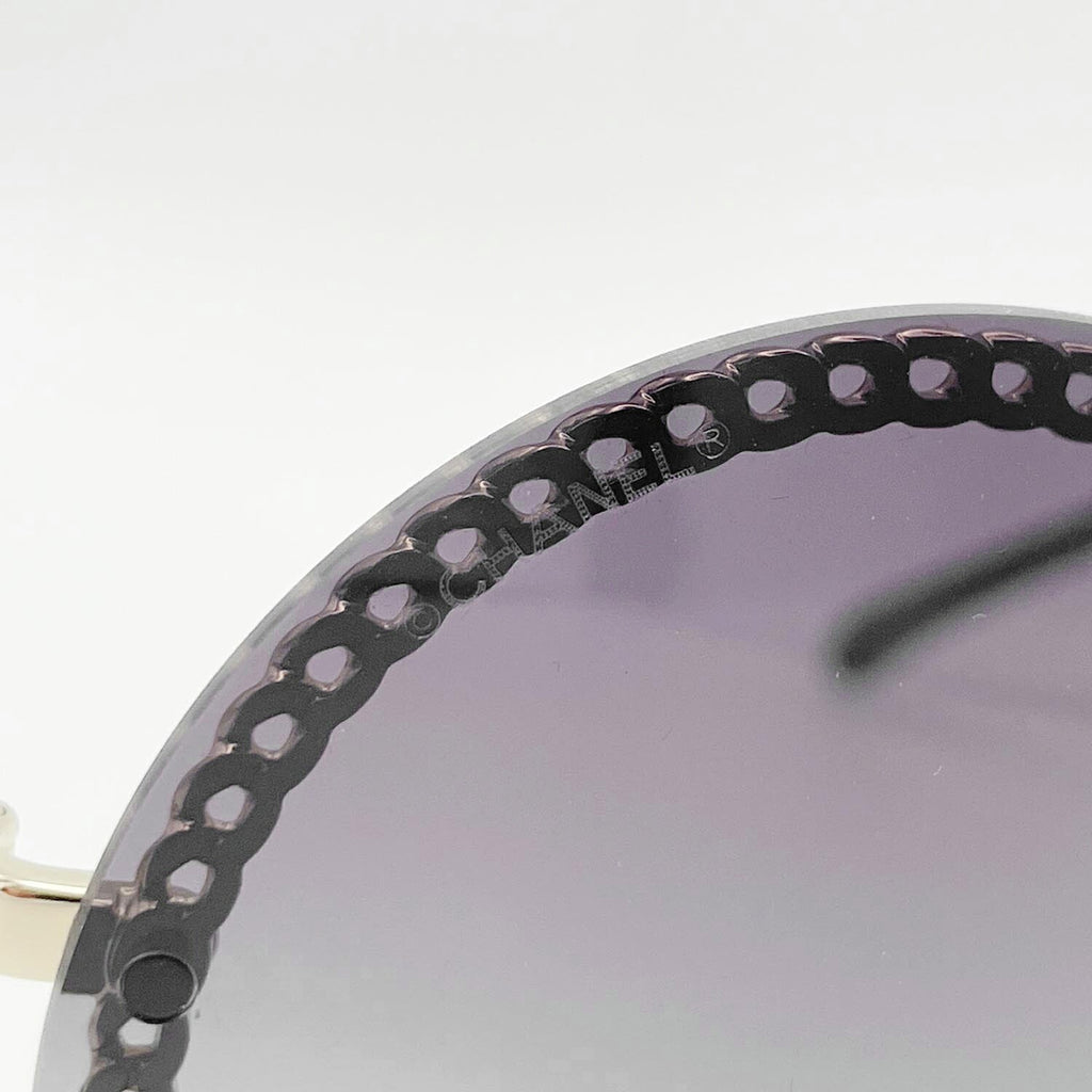 CHANEL シャネル 4245 125/6S サングラス グラスチェーン付 パール レザー