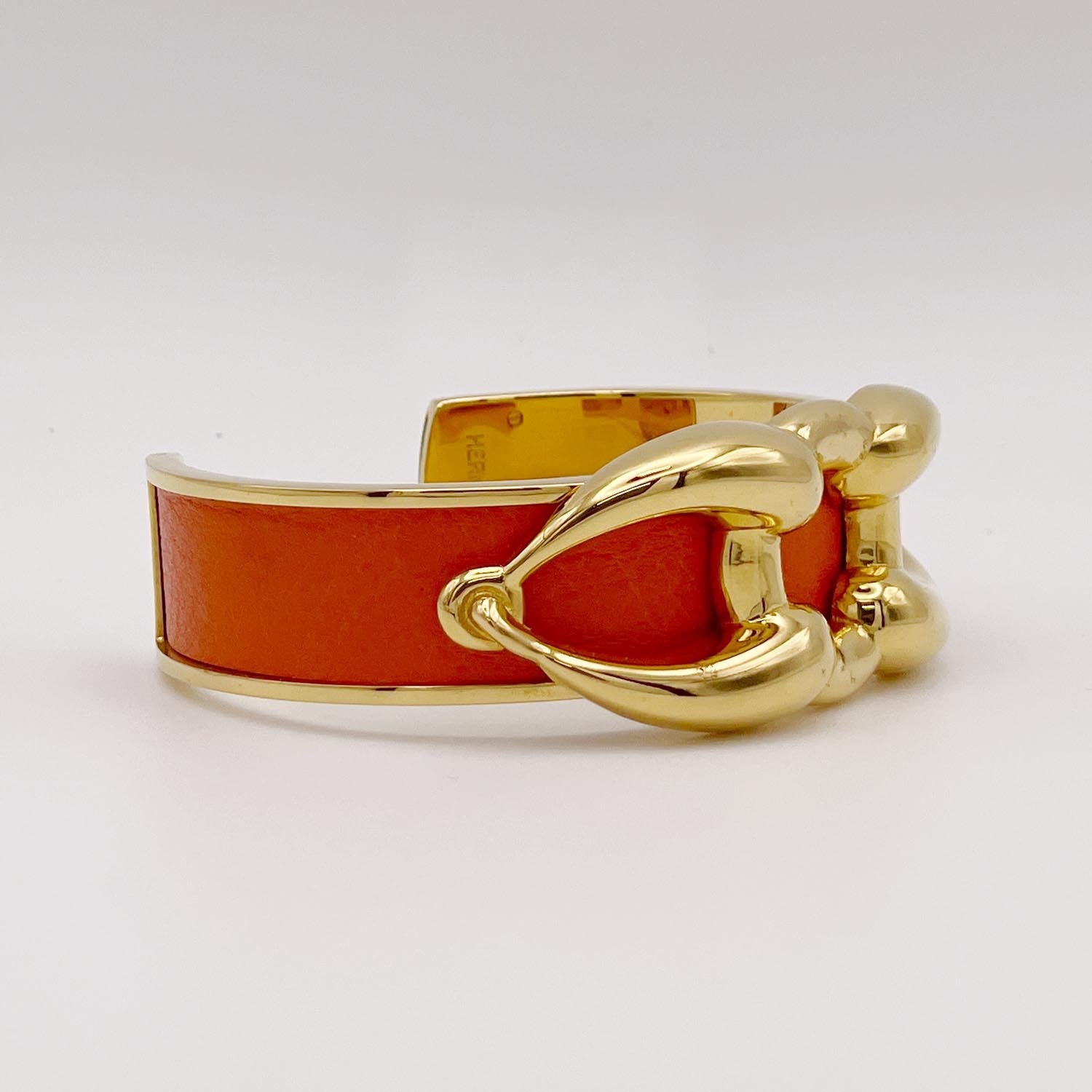HERMES エルメス カフバングル メタル×レザー ブレスレット ヴィンテージ