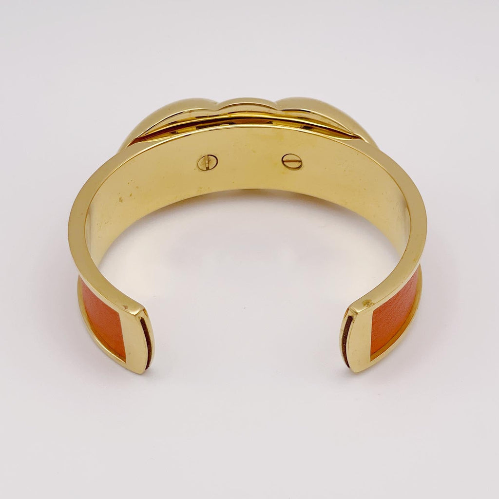 HERMES エルメス カフバングル メタル×レザー ブレスレット ヴィンテージ