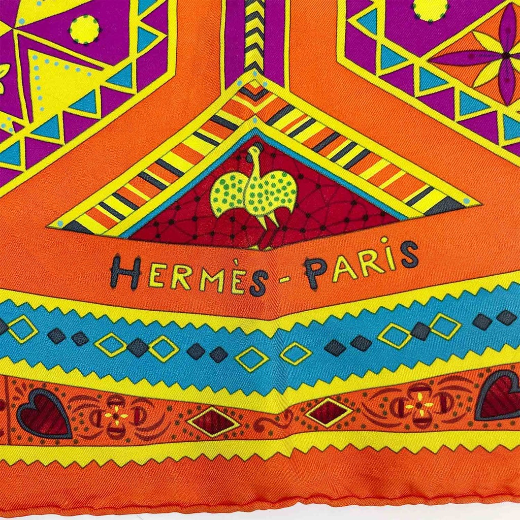 HERMES エルメス カレ90 スカーフ ORS BLEUS D'AFRIQUE 動物 魚 鳥 馬