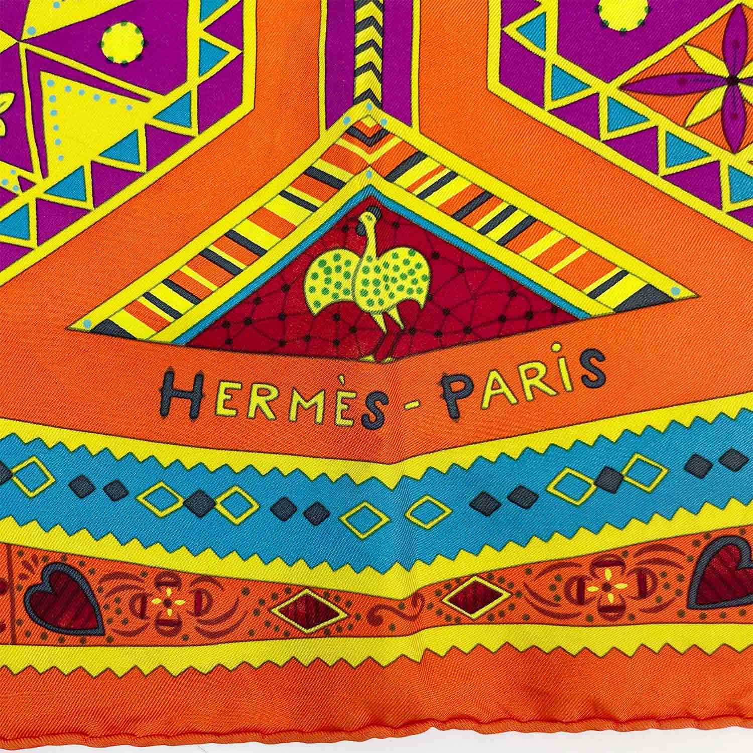 HERMES エルメス カレ90 スカーフ ORS BLEUS D'AFRIQUE 動物 魚 鳥 馬