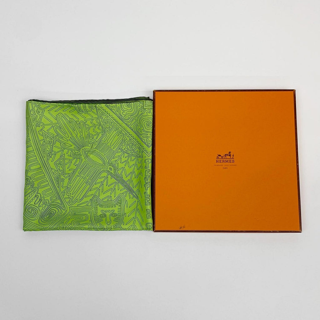 HERMES エルメス カレ90 スカーフ LEGENDE KUNA パナマのクナ族の伝説 グリーン