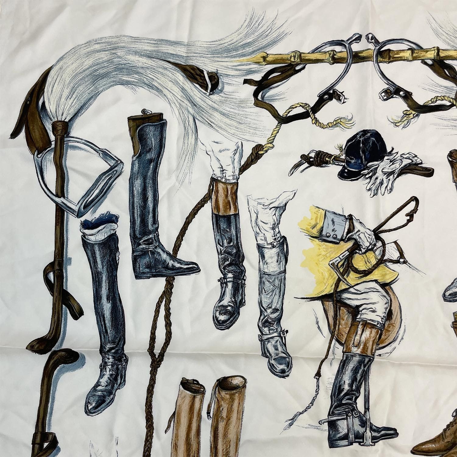 HERMES エルメス カレ90 A propos de Bottes ブーツついて ホワイト