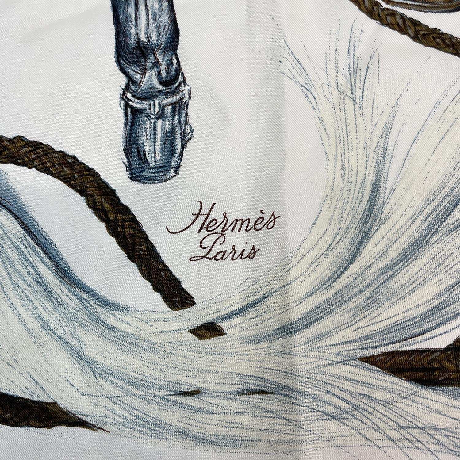 HERMES エルメス カレ90 A propos de Bottes ブーツついて ホワイト