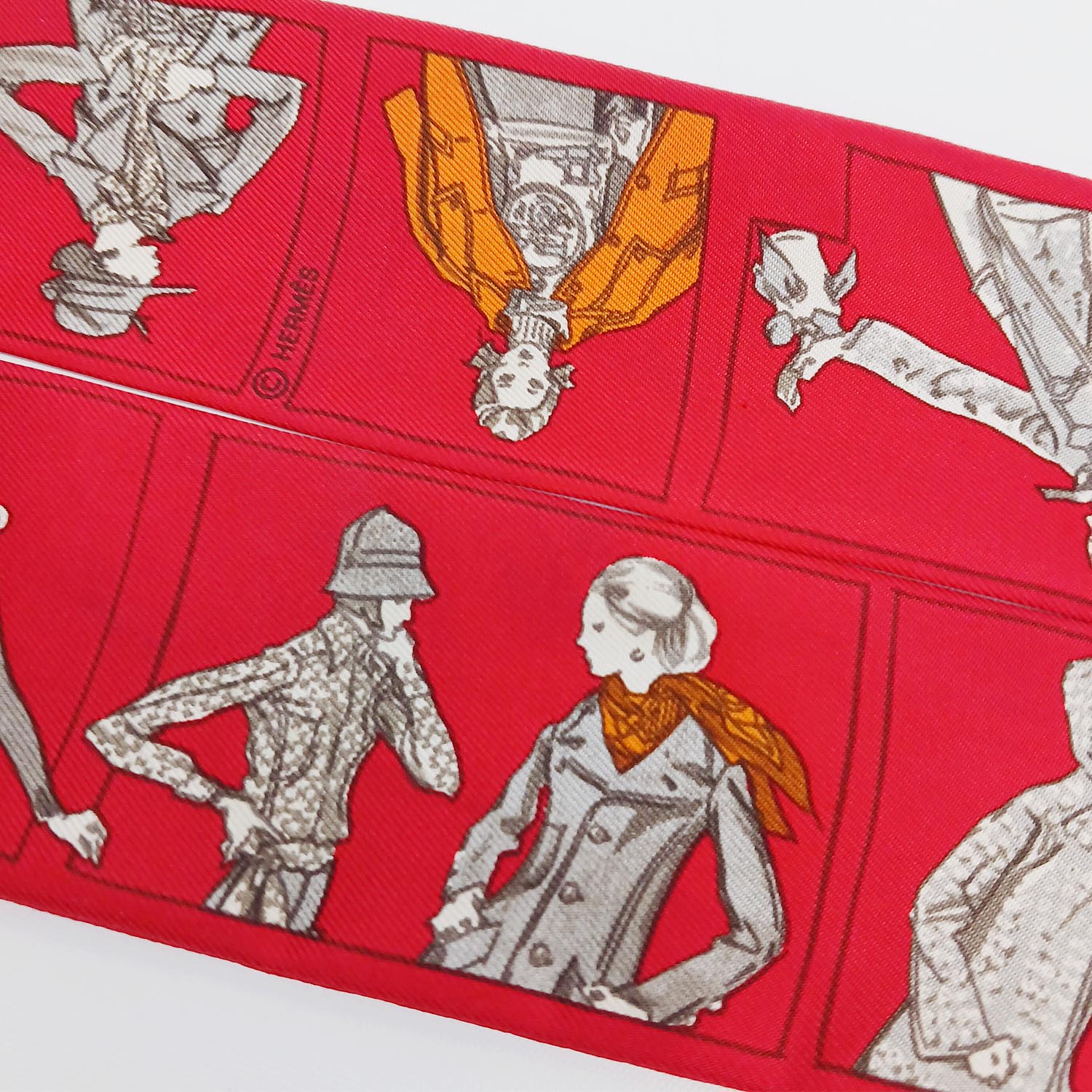 HERMES エルメス ツイリー H柄 パリジェンヌ リバーシブル スカーフ レッド
