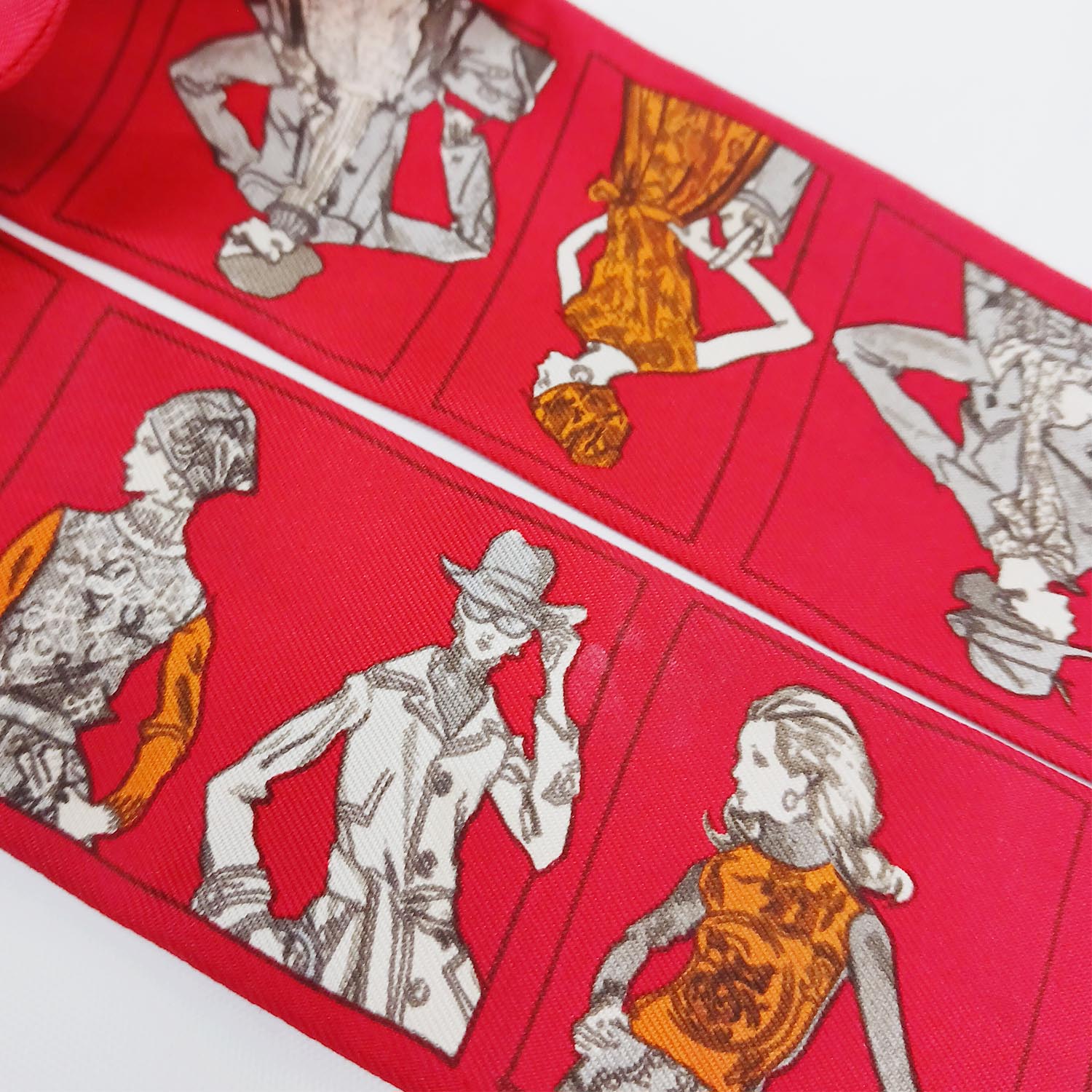 HERMES エルメス ツイリー H柄 パリジェンヌ リバーシブル スカーフ レッド