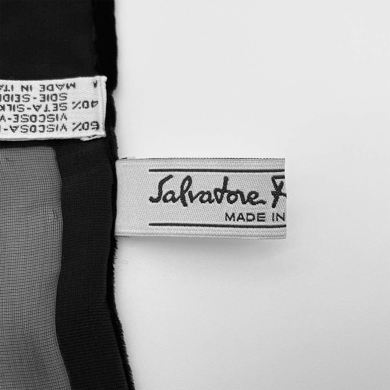 Salvatore Ferragamo フェラガモ 160cm×42cm ストール ベロア シースルー
