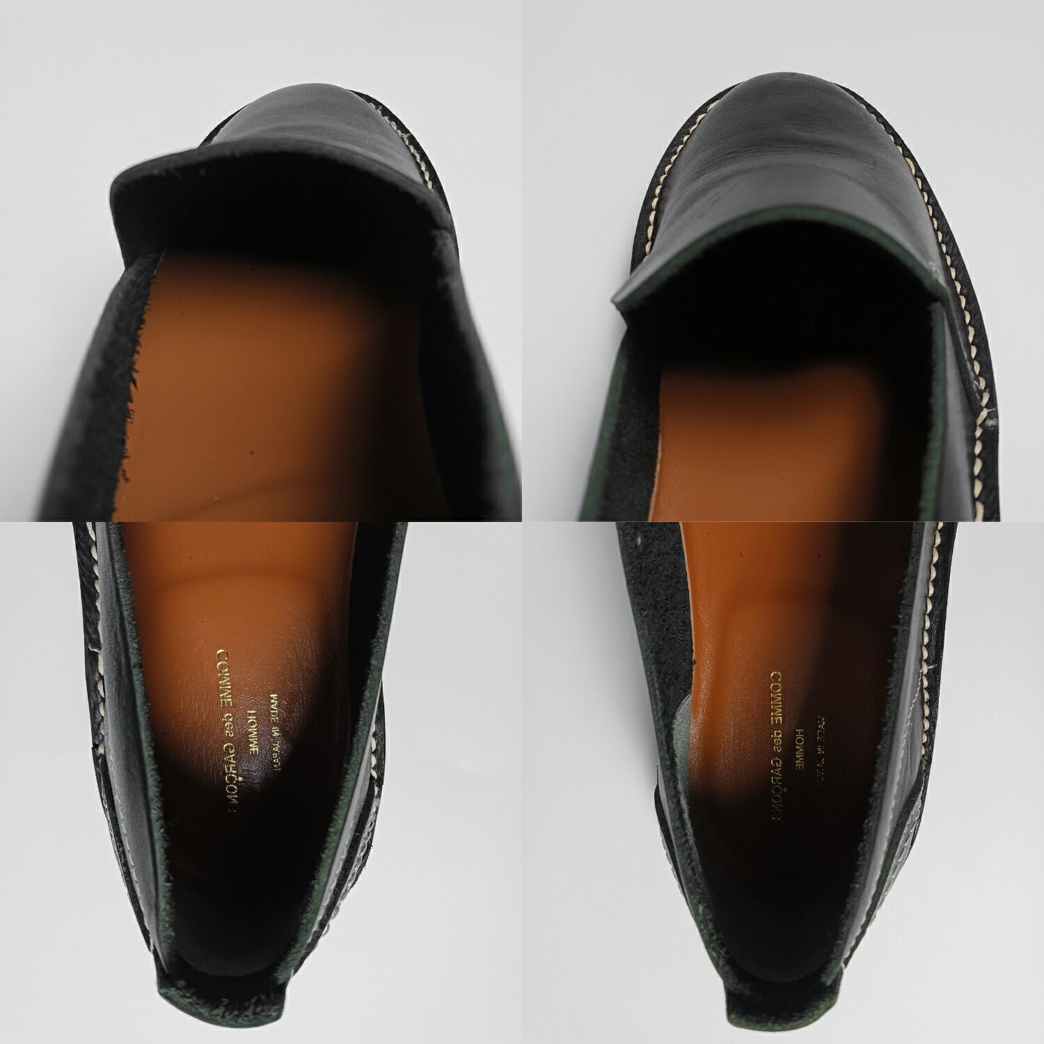 COMME des GARCONS オム レザー スリッポン フラットシューズ 26cm