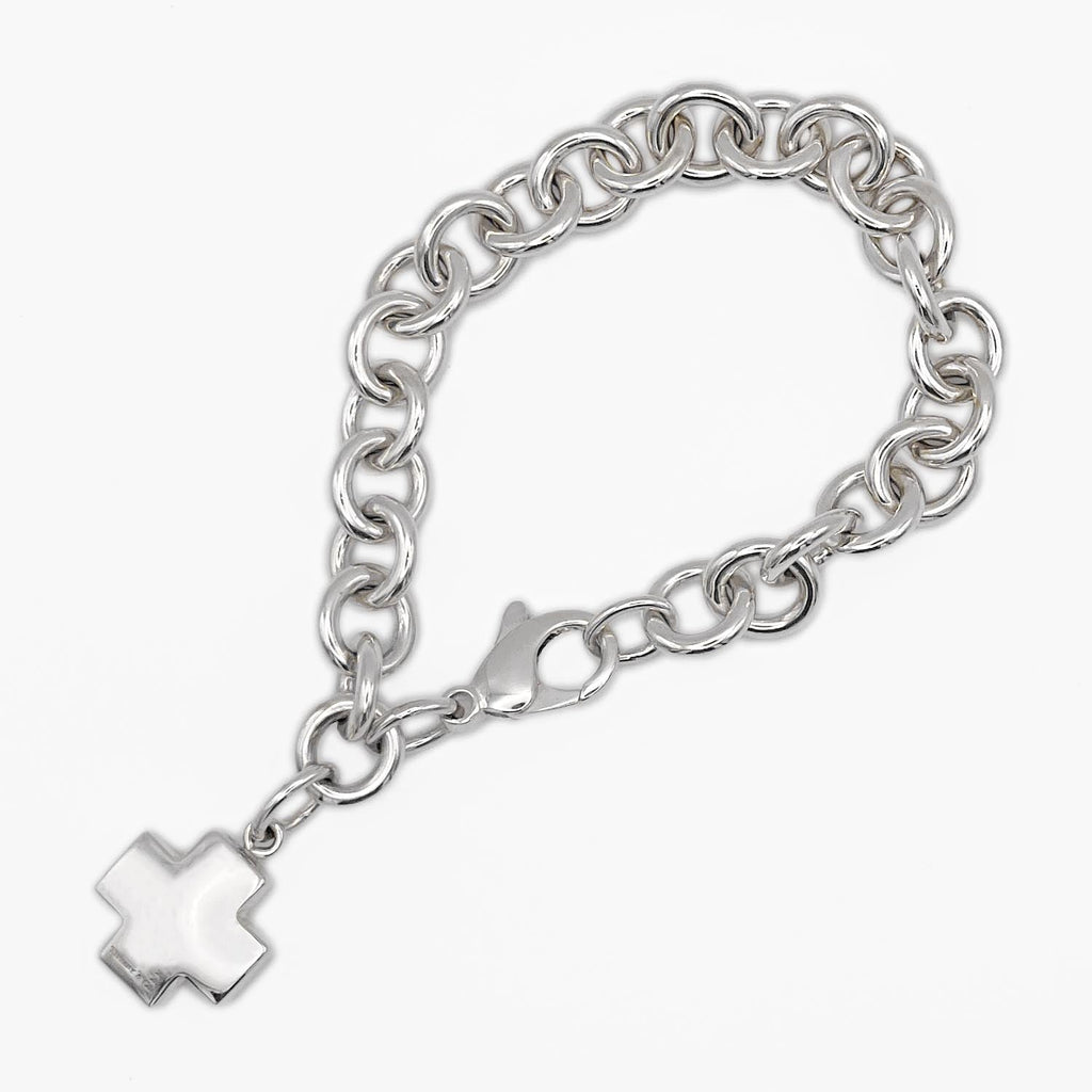 美品 Tiffany&Co. ティファニー ブレスレット 17cm ローマンクロス チェーン SV925