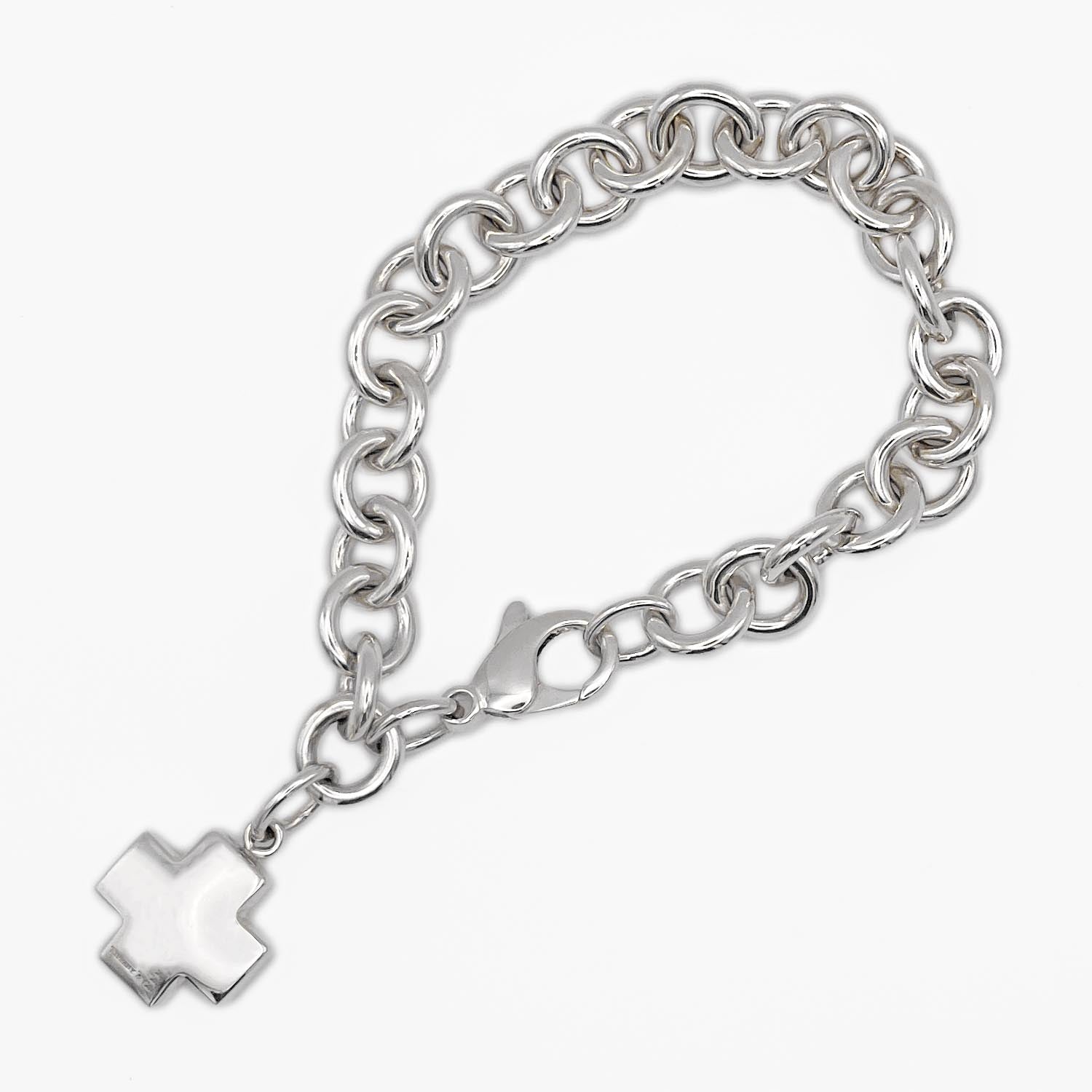 美品 Tiffany&Co. ティファニー ブレスレット 17cm ローマンクロス チェーン SV925