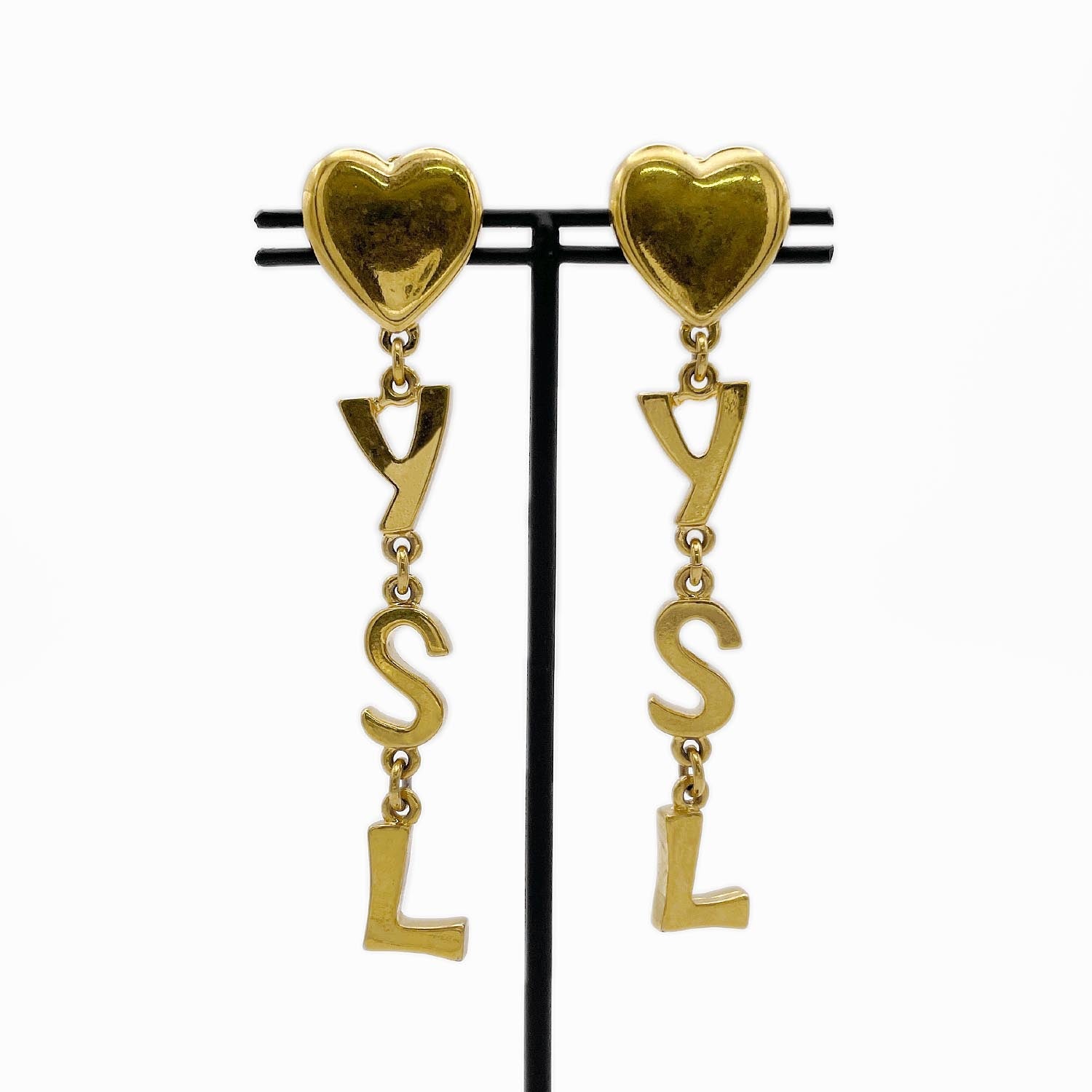 Yves Saint Laurent イブ・サンローラン イヤリング スイング ハート ロゴ ヴィンテージ