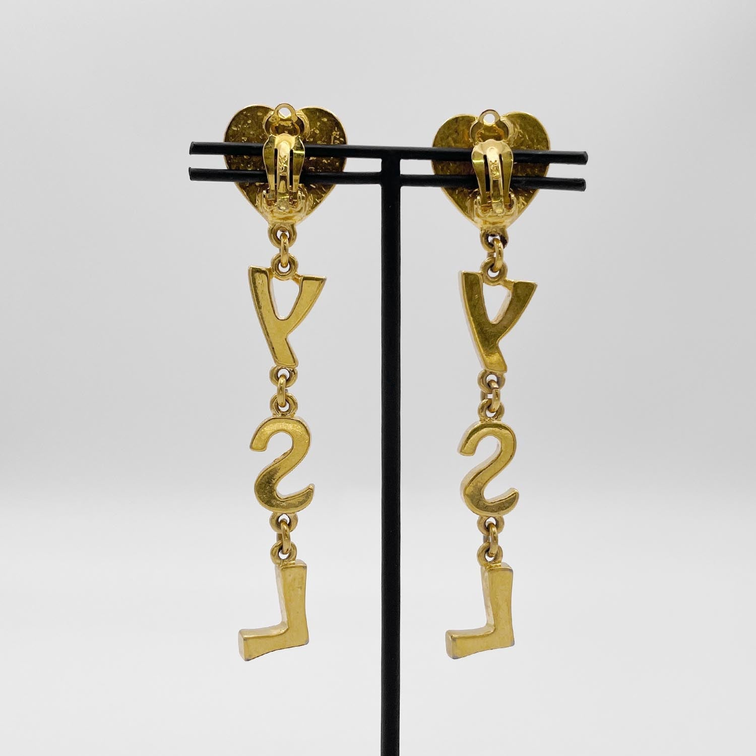Yves Saint Laurent イブ・サンローラン イヤリング スイング ハート ロゴ ヴィンテージ