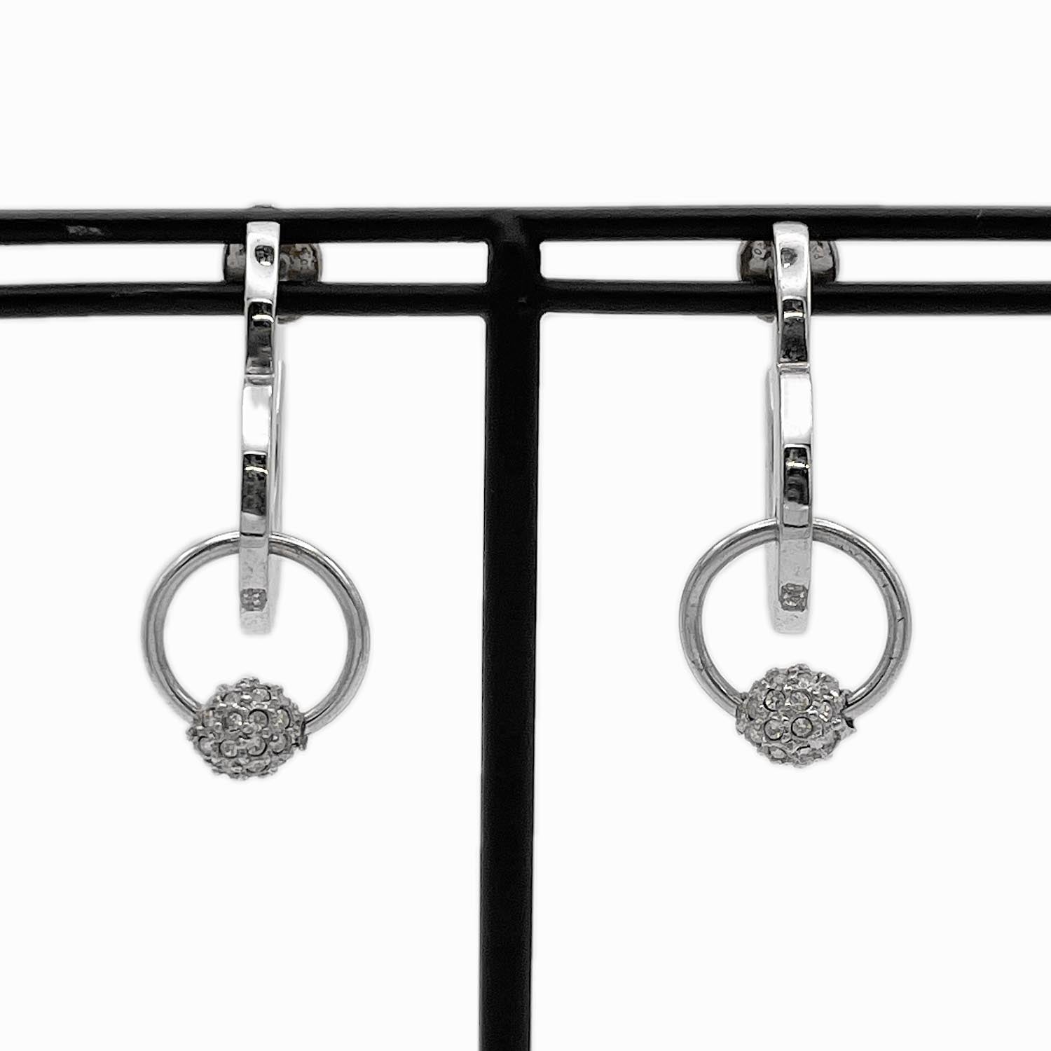Dior ディオール ピアス ハート ラインストーン シルバー