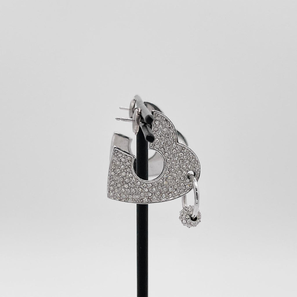 Dior ディオール ピアス ハート ラインストーン シルバー