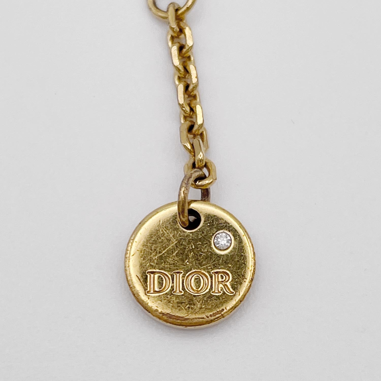 Dior ディオール ブレスレット 〜18.5cm CDロゴ スター 2連チェーン クリアストーン