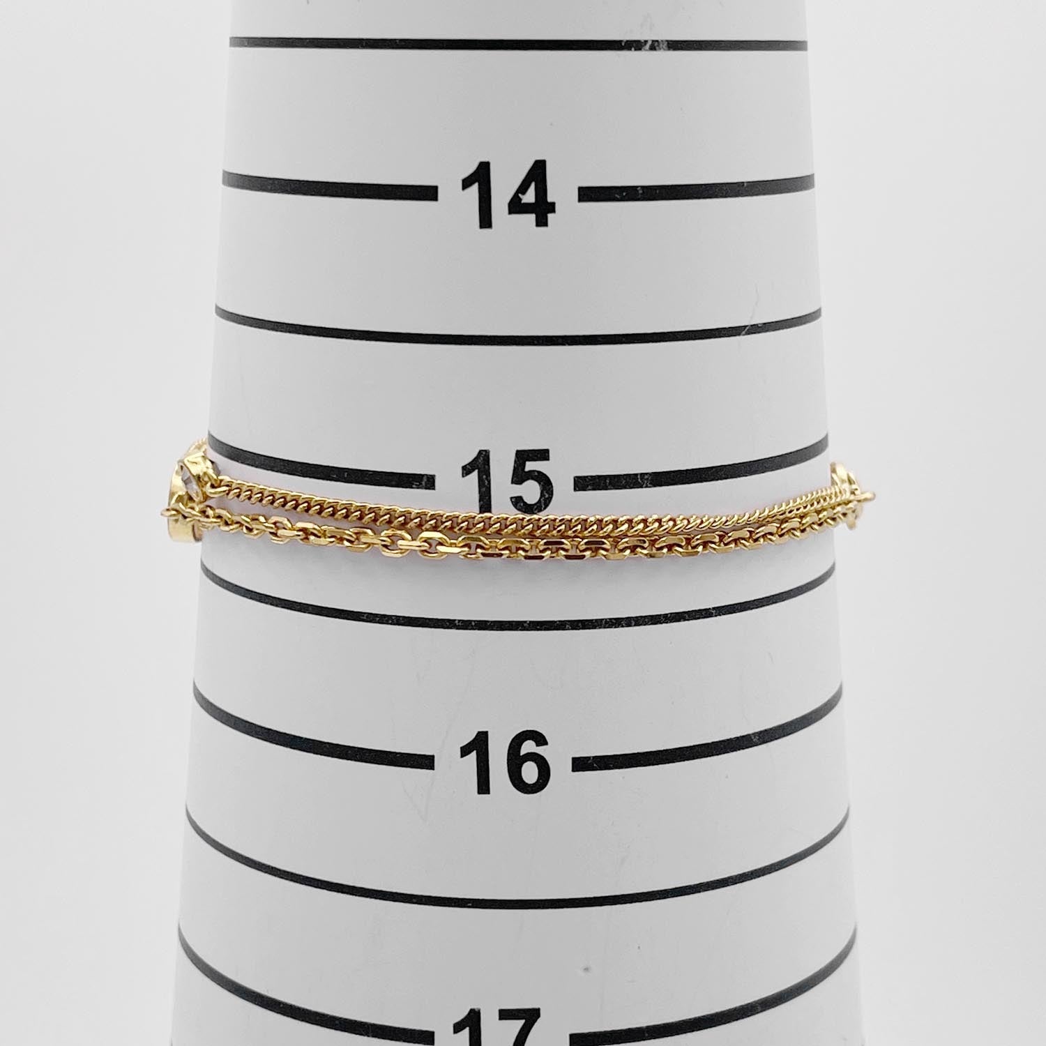 Dior ディオール ブレスレット 〜18.5cm CDロゴ スター 2連チェーン クリアストーン