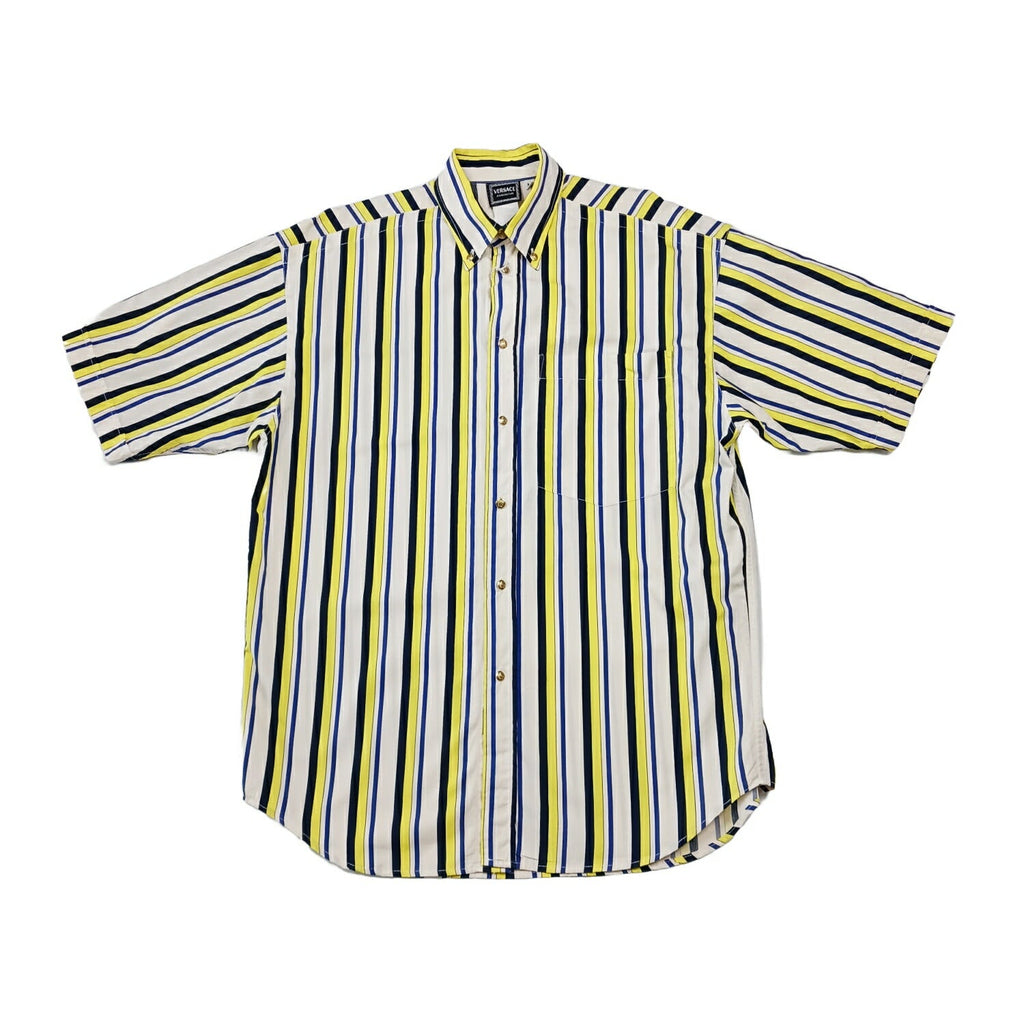 VERSACE JEANS COUTURE ベルサーチジーンズ 半袖 ストライプシャツ マルチカラー M