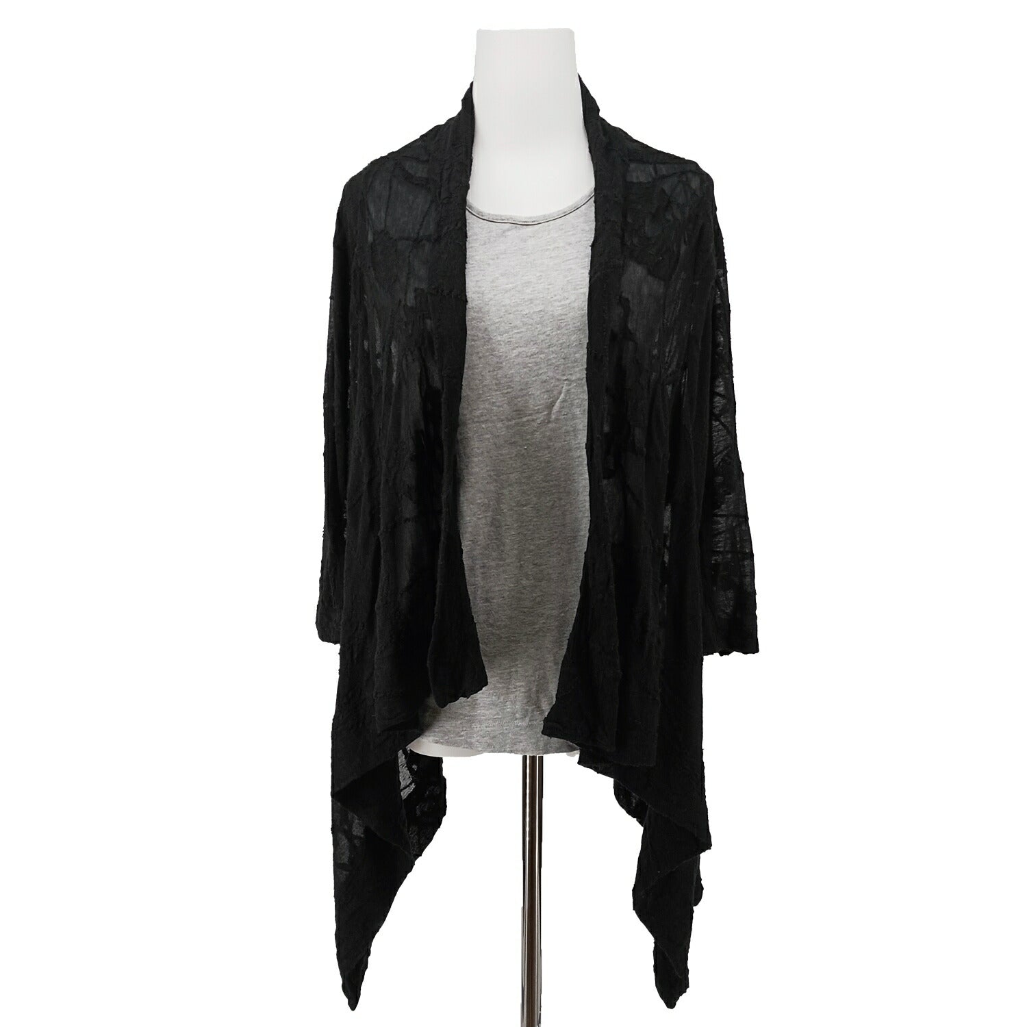ISSEY MIYAKE HaaT シースルー 刺繍カーディガン ブラック 2