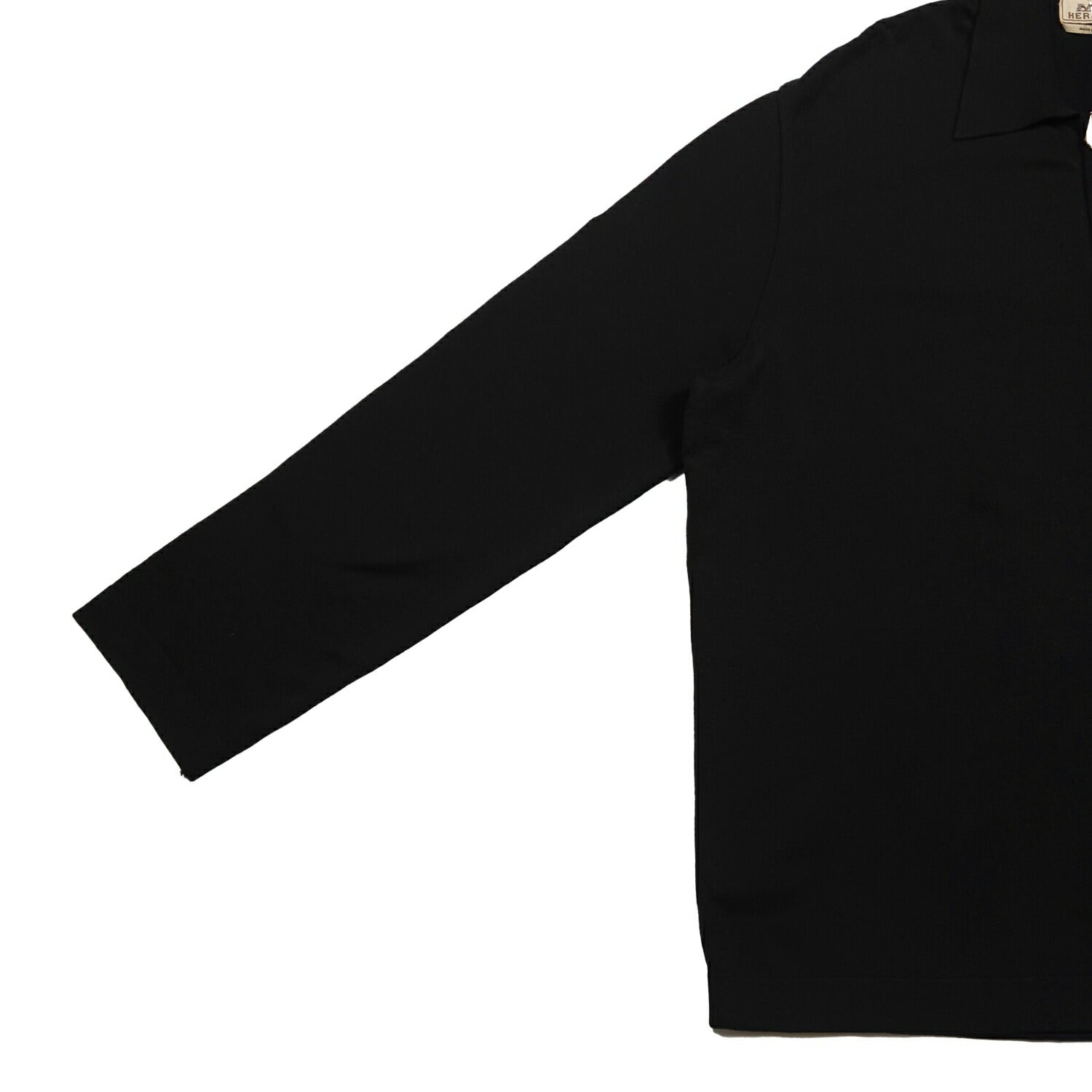 HERMES エルメス レザー引? ハーフジップニット ブラック レディース XL