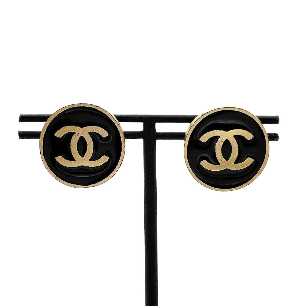 CHANEL シャネル イヤリング ココマーク ゴールド/ブラック 01P