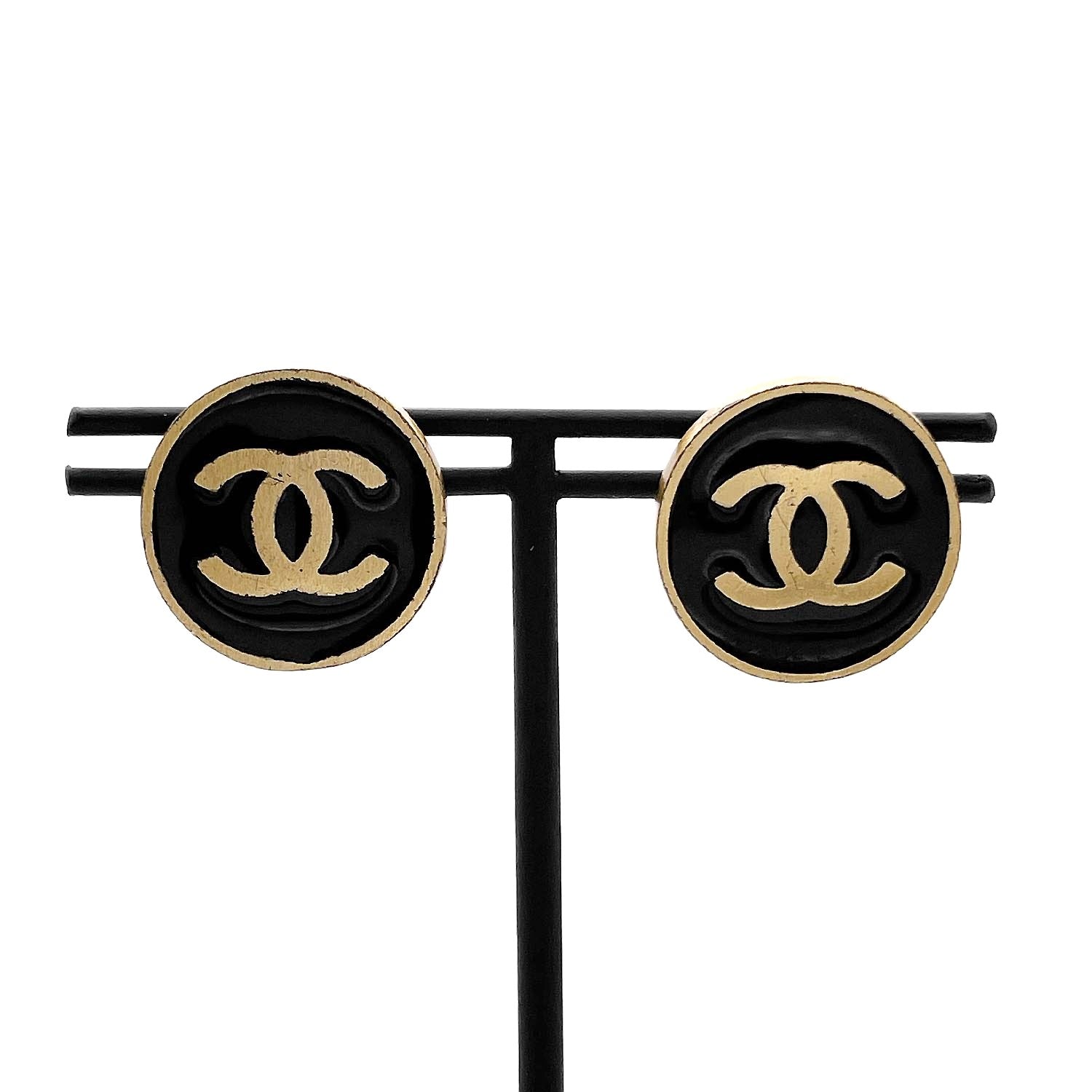 CHANEL シャネル イヤリング ココマーク ゴールド/ブラック 01P