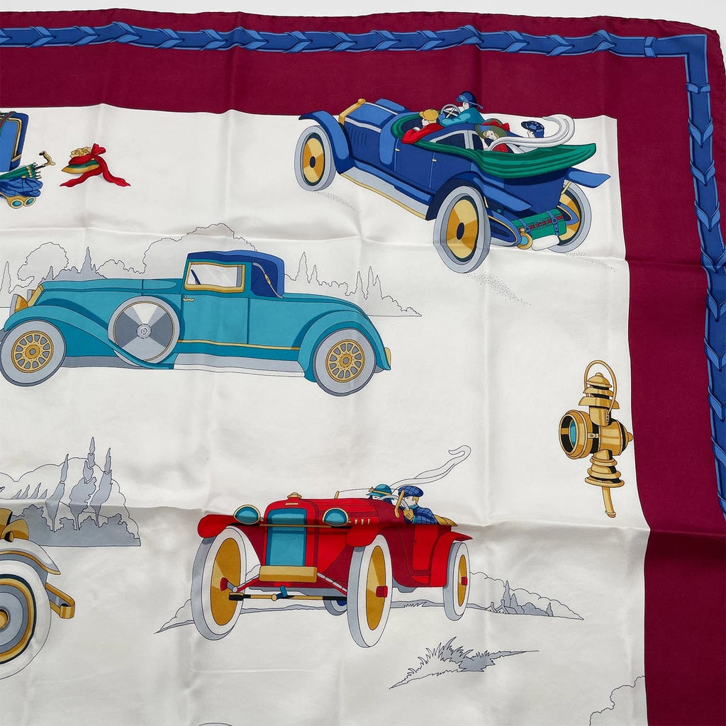 GUCCI グッチ 88cm×90cm スカーフ クラシックカー柄 ボルドー オールド