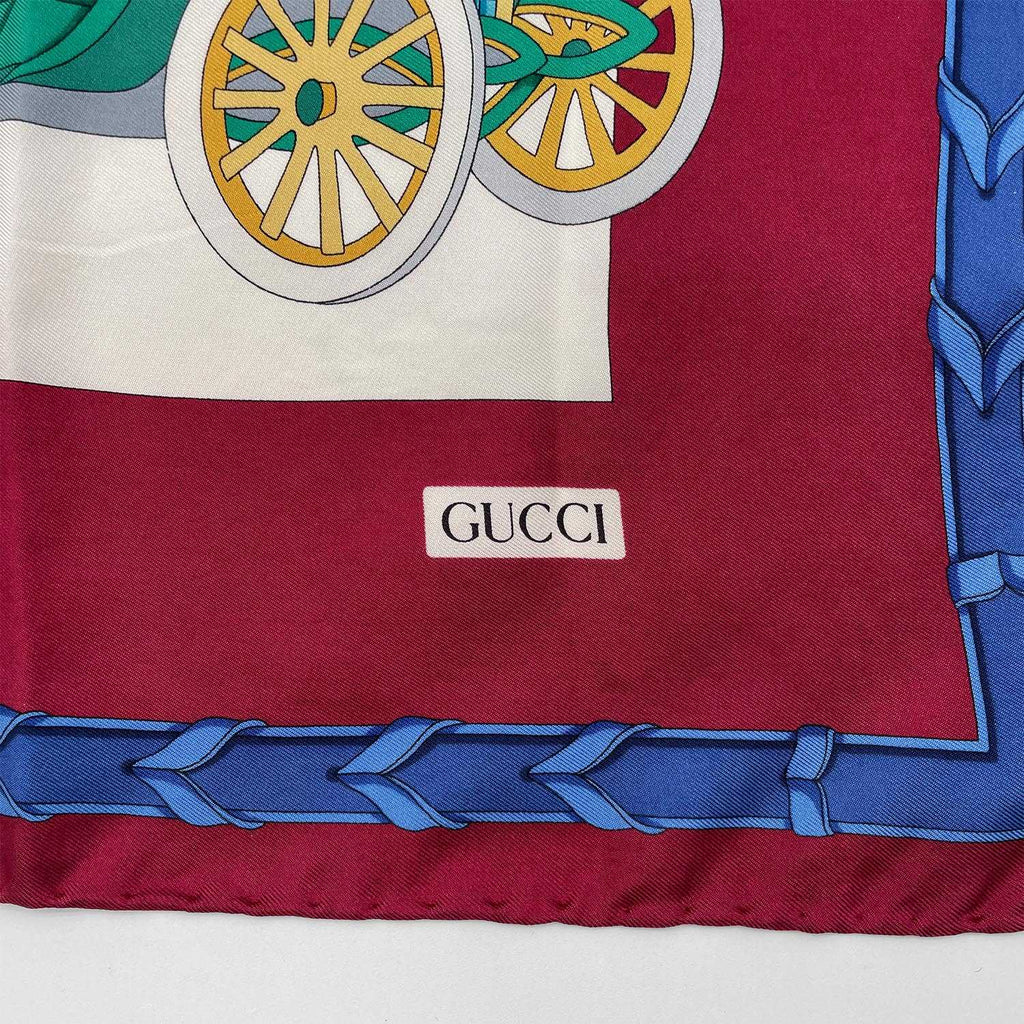 GUCCI グッチ 88cm×90cm スカーフ クラシックカー柄 ボルドー オールド