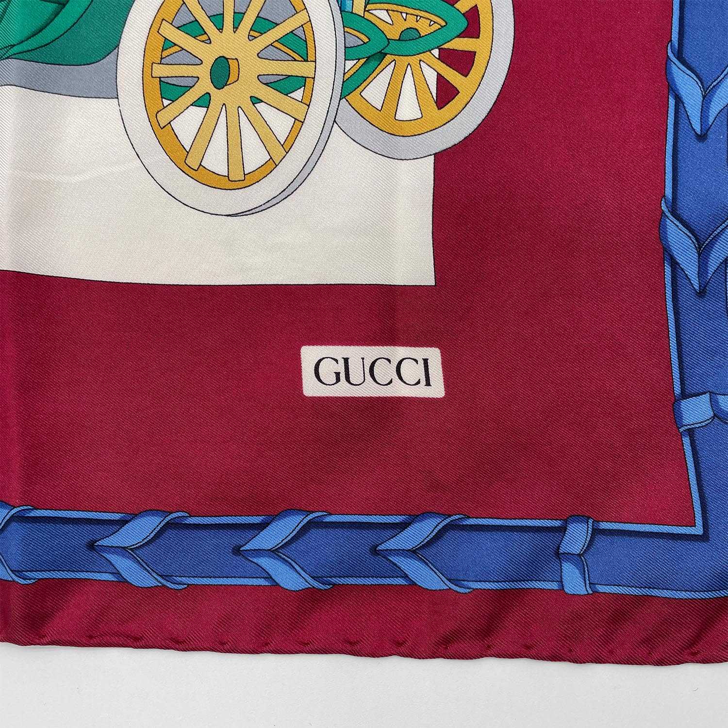 GUCCI グッチ 88cm×90cm スカーフ クラシックカー柄 ボルドー オールド