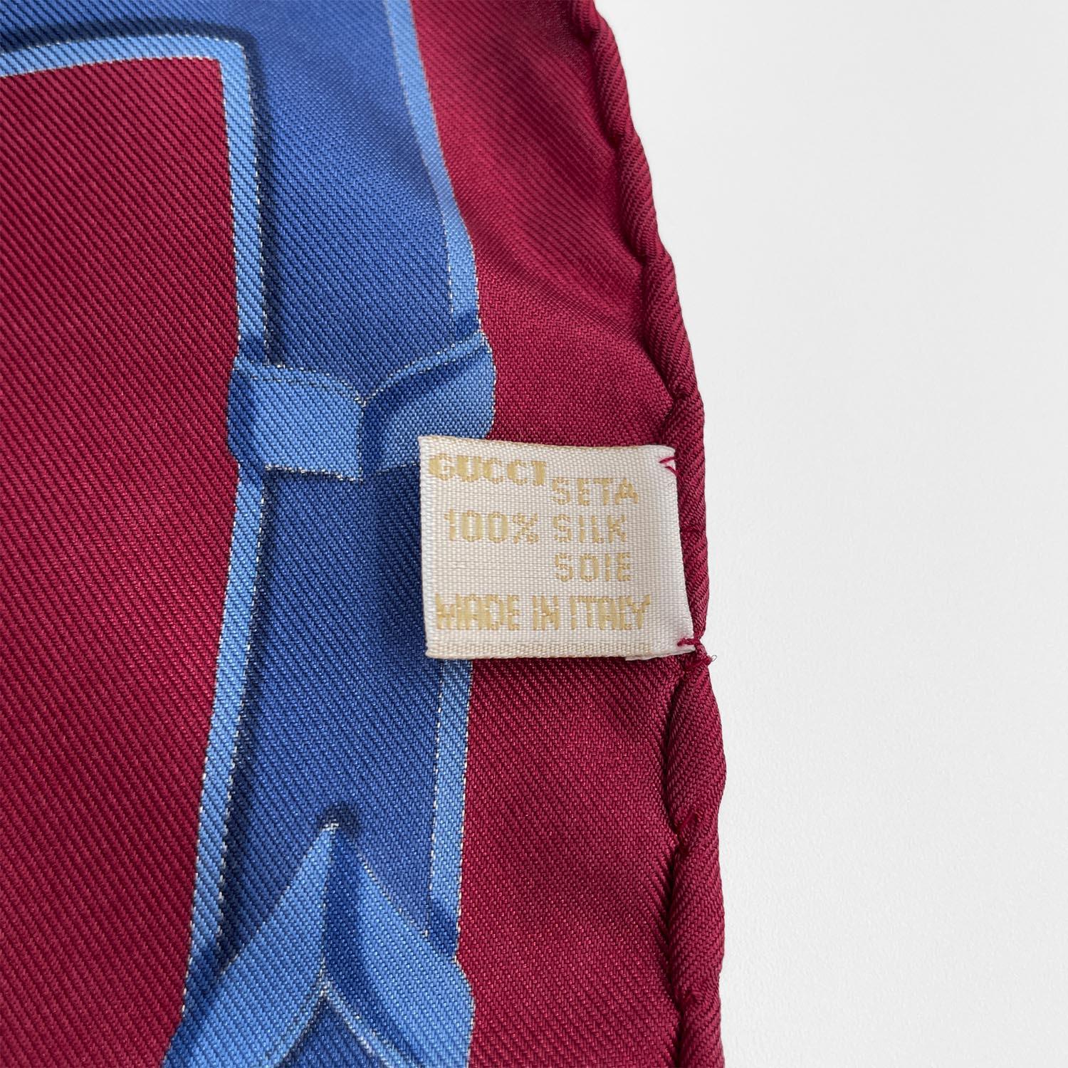 GUCCI グッチ 88cm×90cm スカーフ クラシックカー柄 ボルドー オールド