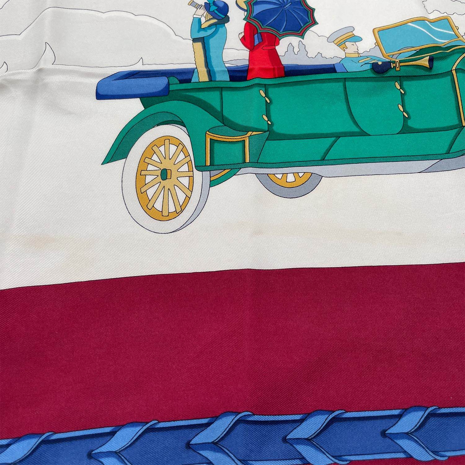 GUCCI グッチ 88cm×90cm スカーフ クラシックカー柄 ボルドー オールド