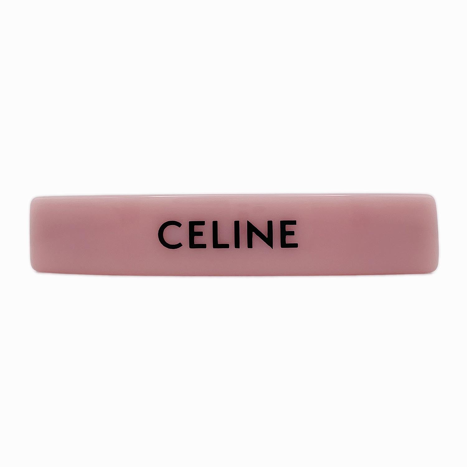 CELINE セリーヌ ロゴ バレッタ レジン ピンク ヘアアクセサリー
