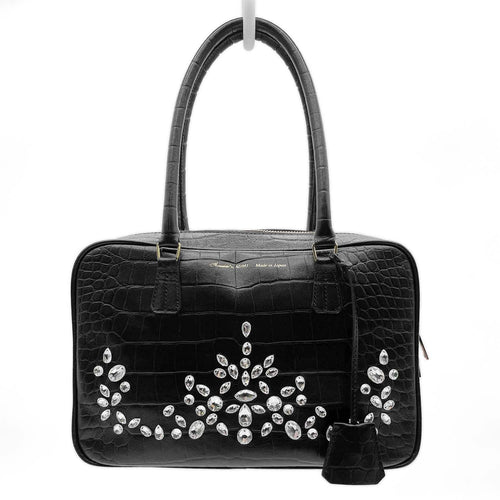 ADMJ アクセソワドゥマドモワゼル ミニ ボストンバッグ28cm ハンド クリアストーン 型押しレザー ダッフル 軽量 KB-020