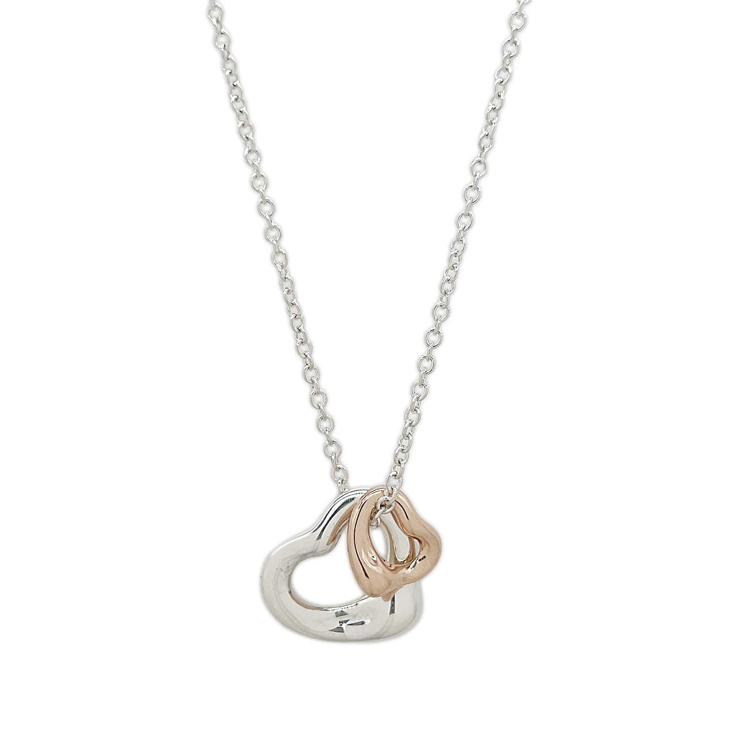 Tiffany&Co. ティファニー ダブル オープンハート ネックレス ペンダント ペレッティ SV925 750 K18PG 新品仕上済 KA-052