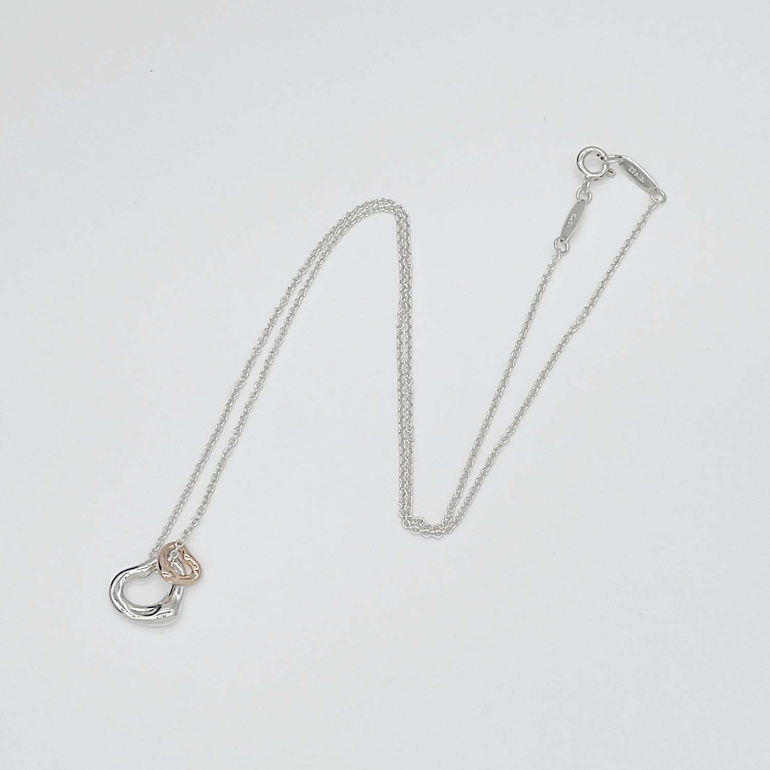 Tiffany&Co. ティファニー ダブル オープンハート ネックレス ペンダント ペレッティ SV925 750 K18PG 新品仕上済 KA-052