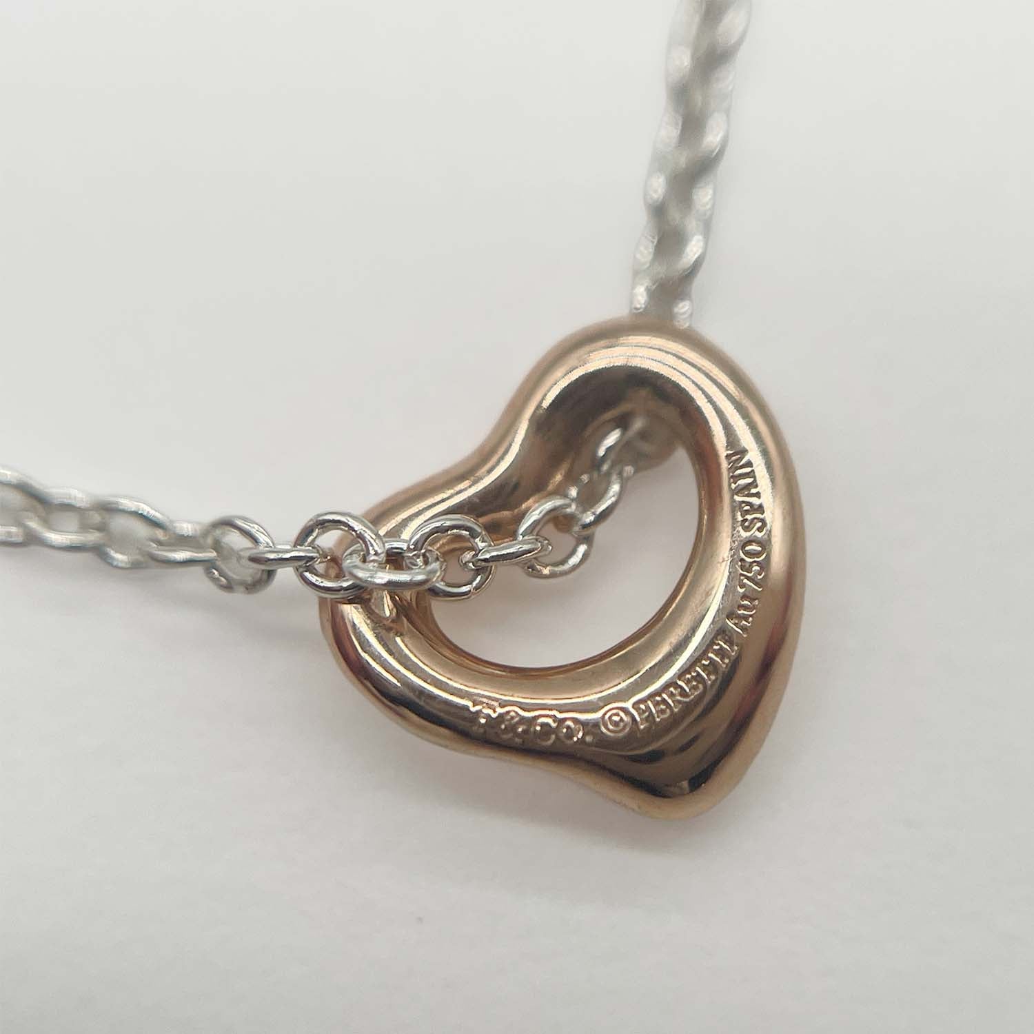 Tiffany&Co. ティファニー ダブル オープンハート ネックレス ペンダント ペレッティ SV925 750 K18PG 新品仕上済 KA-052